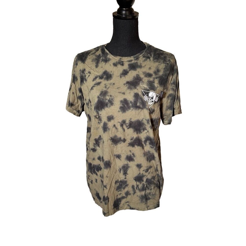 WXYZ MFG.Co Olive Green and Black Tie-Dye Skeleton Graphic Tee Size Small
